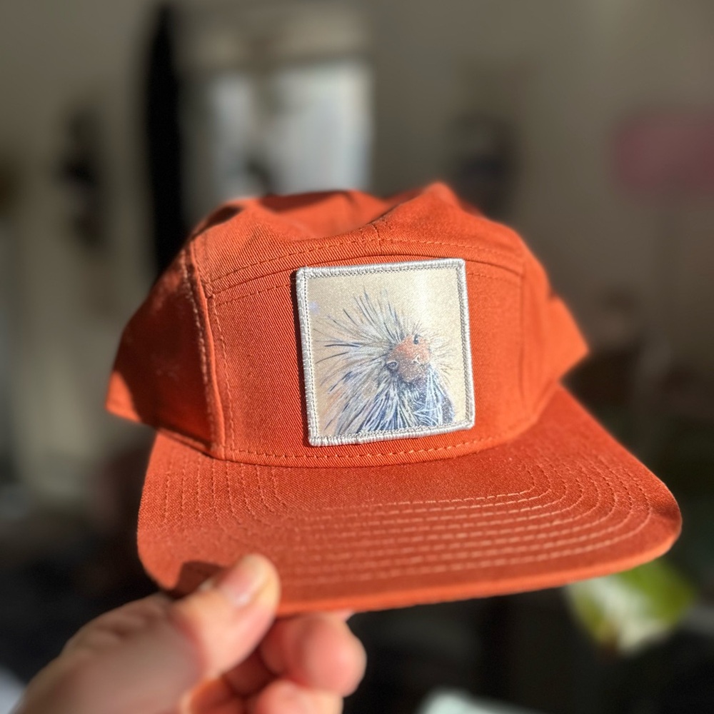 Rust Orange Canvas 5-Panel Cap with Patch - image 1